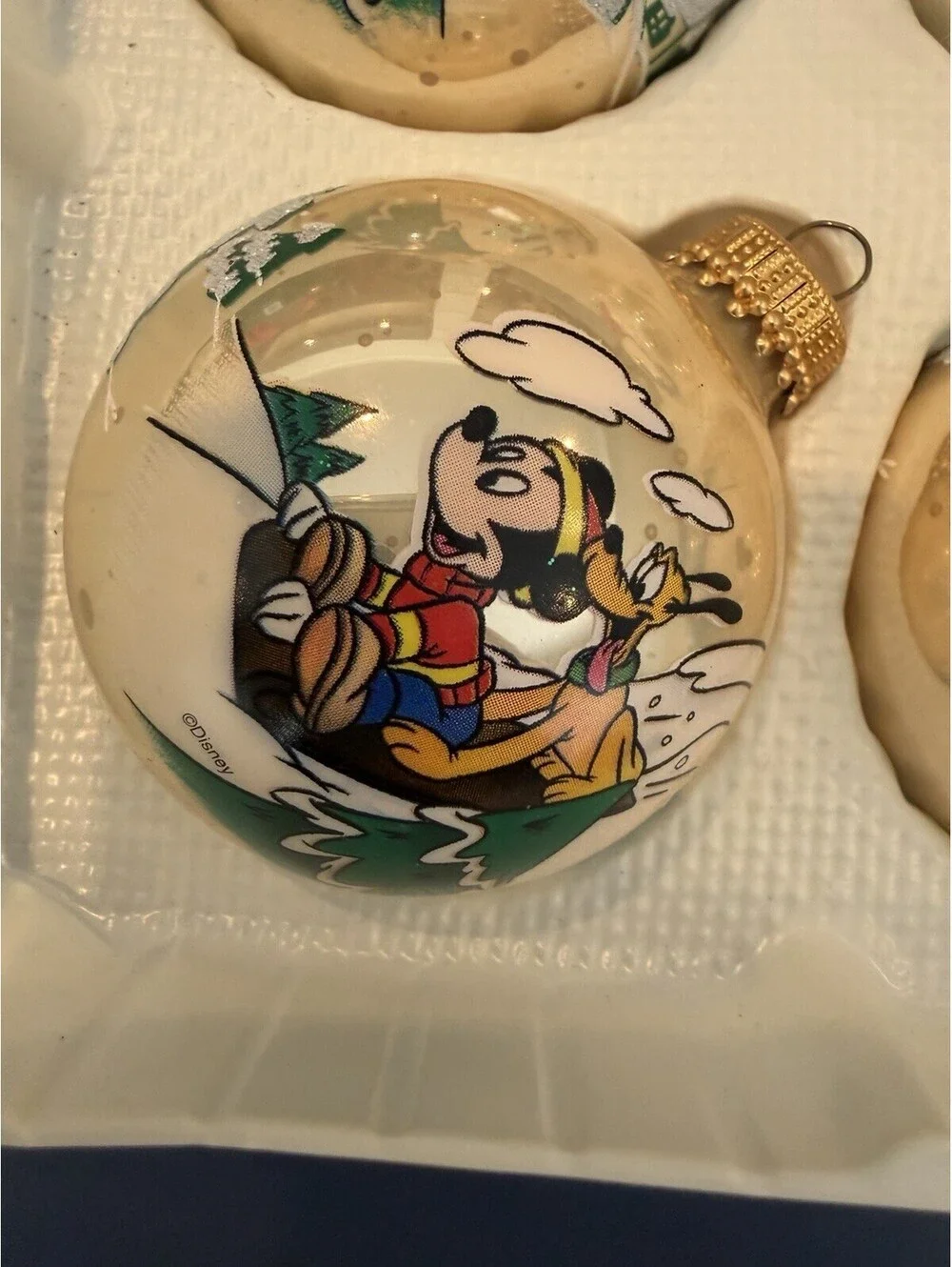Mickey Mouse Christmas by Krebs 4  glass ornaments vintage 90s original box